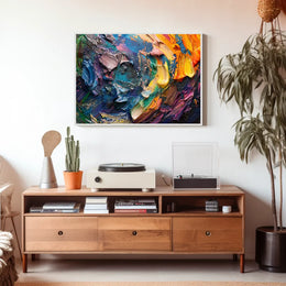 Vibrant Abstract Art Poster with Dynamic Brushstrokes