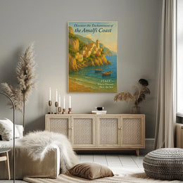 Amalfi Coast Vintage Travel Poster: Romantic Serenity