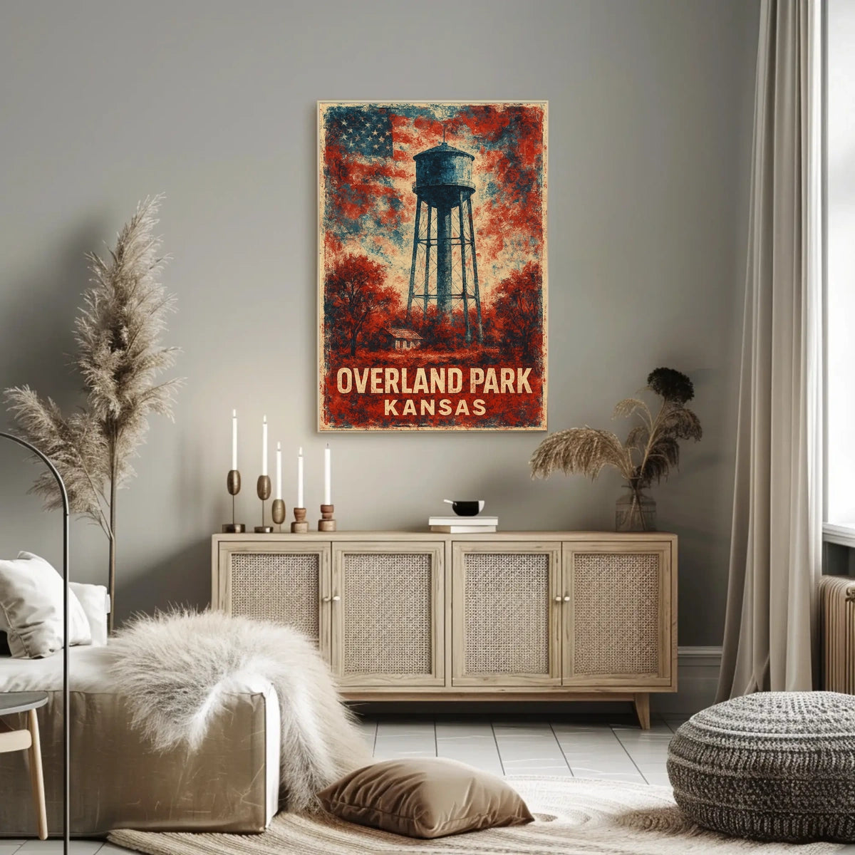 Overland Park Kansas Wanderlust Vintage Travel Map Poster