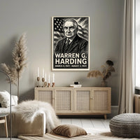 Warren G. Harding 29th President of the United States B & W Comic Sketch Poster