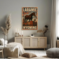 Laramie Horse Vintage City Western Heritage Cultural American West Rustic Skyline Poster