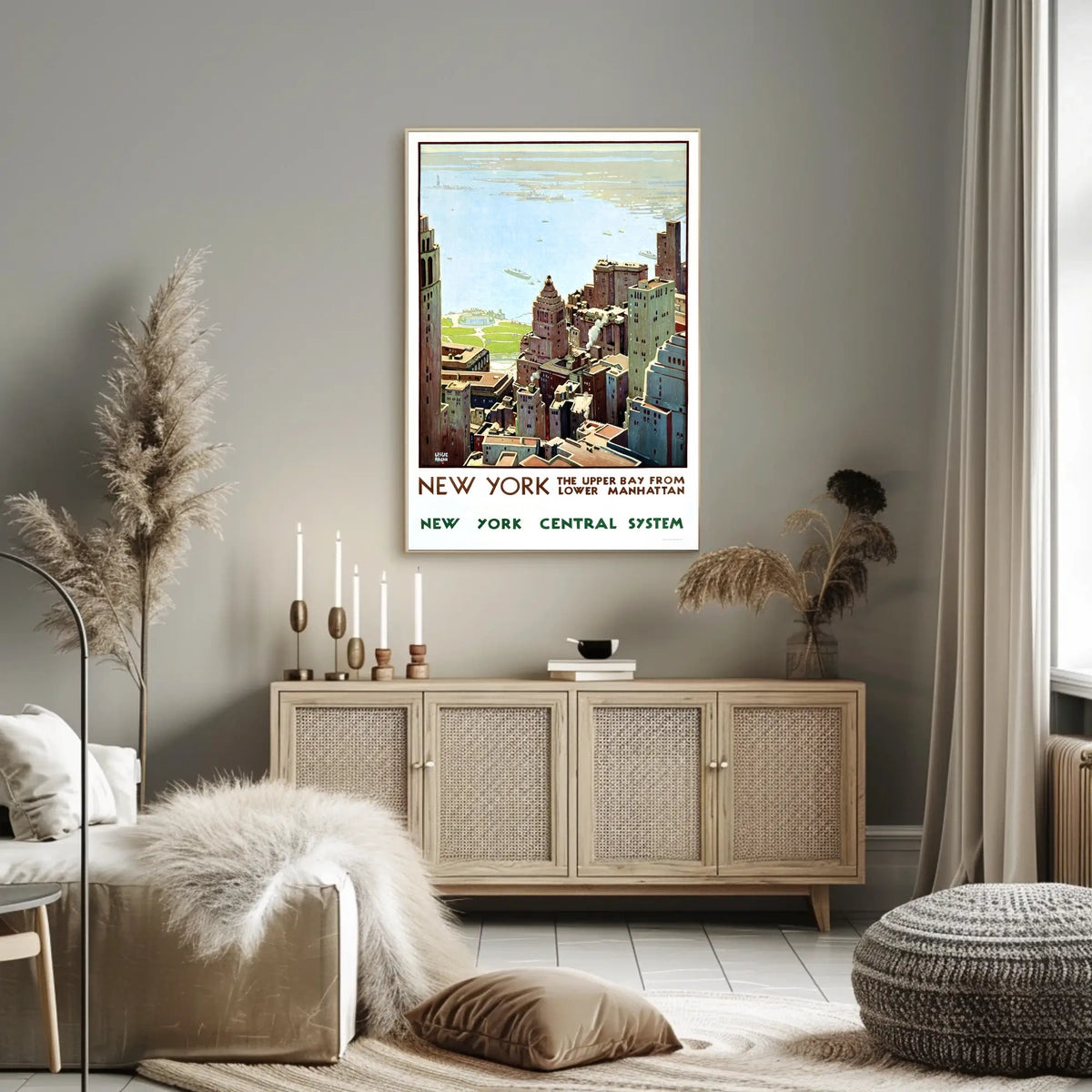 New York City Skyline Travel Poster Vintage Wall Art
