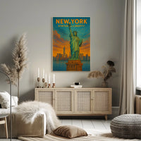 New York Statue of Liberty Poster Abstract Wall Art