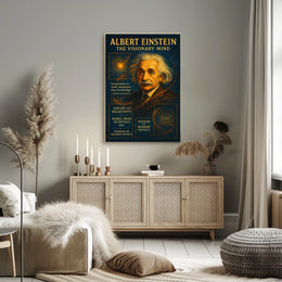 Albert Einstein Visionary Mind Vintage Art Poster