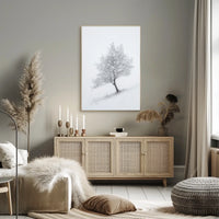 Winter Serenity: Minimalist Snowy Tree Artistic Poster
