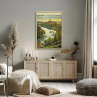 Scenic Riverside Illustration Poster