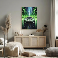 Futuristic Sports Car in Urban Cityscape Futuristic Sci-Fi Poster