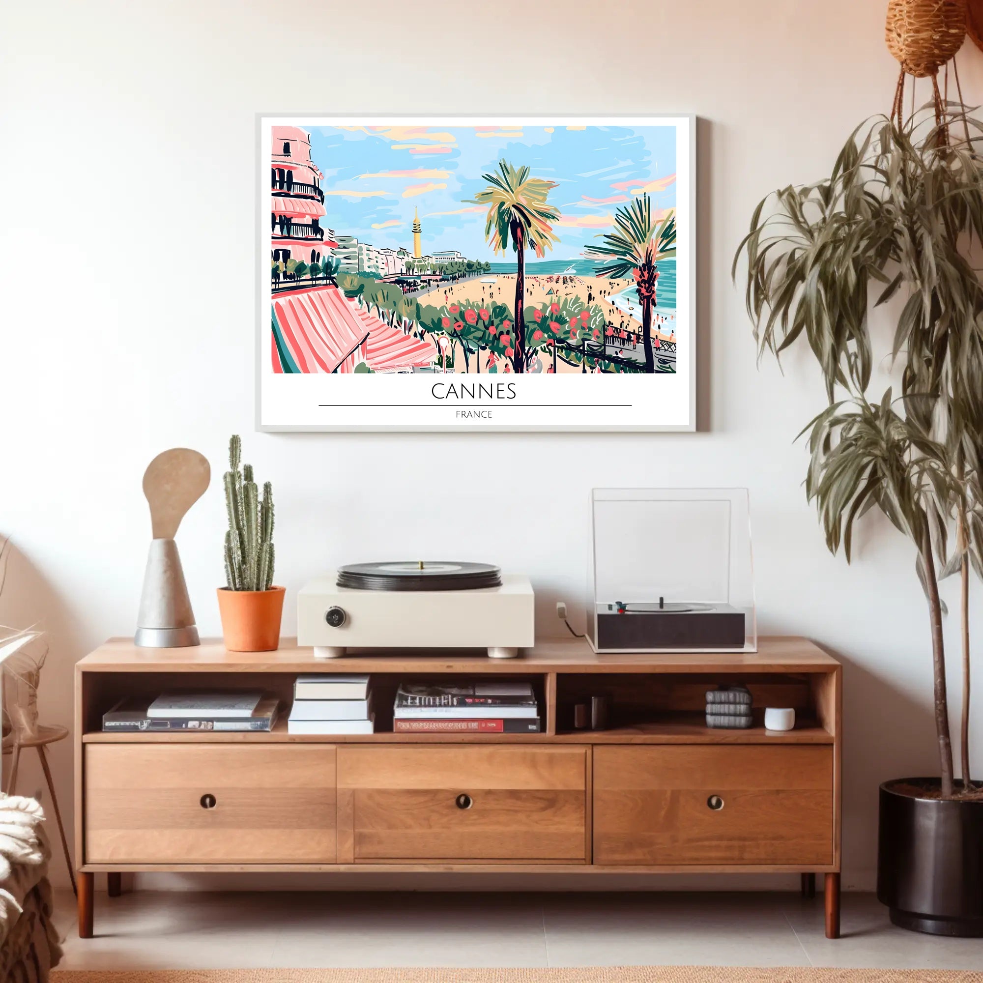Cannes Beach Scene Poster PosterGoat