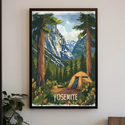 Yosemite National Park Tent View Travel Poster