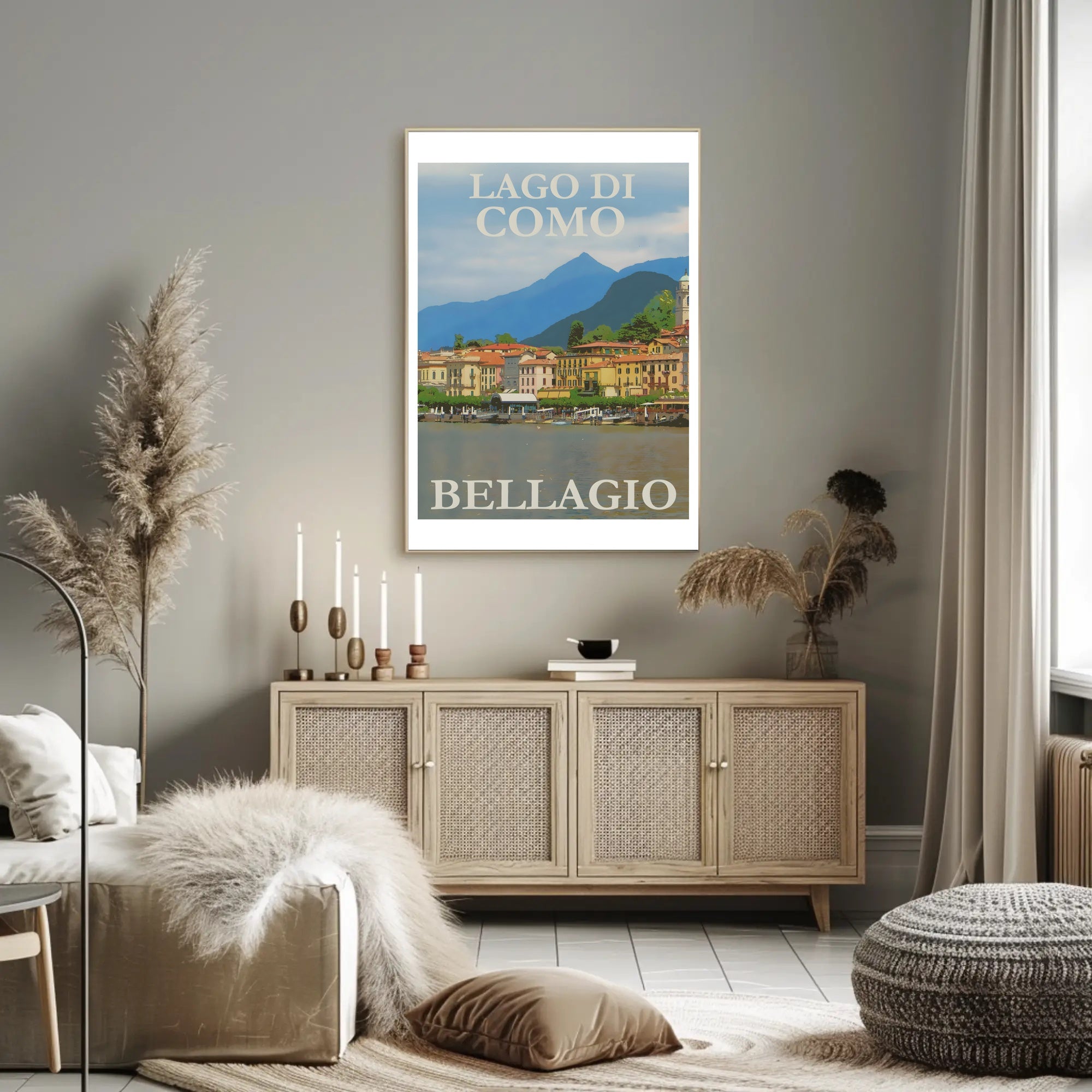 Scenic Bellagio Lake Como Italian Travel Poster