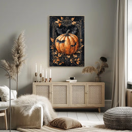 Halloween Pumpkin and Bats Design - Cultural or Heritage Poster