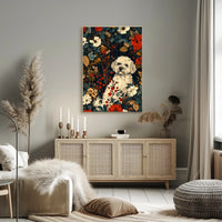 Floral Canine Portrait Wall Art Print
