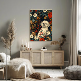Floral Canine Portrait Wall Art Print