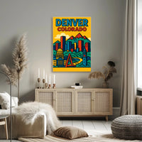 Denver Cityscape Illustrated in Retro Style Urban or Cityscape Poster PosterGoat