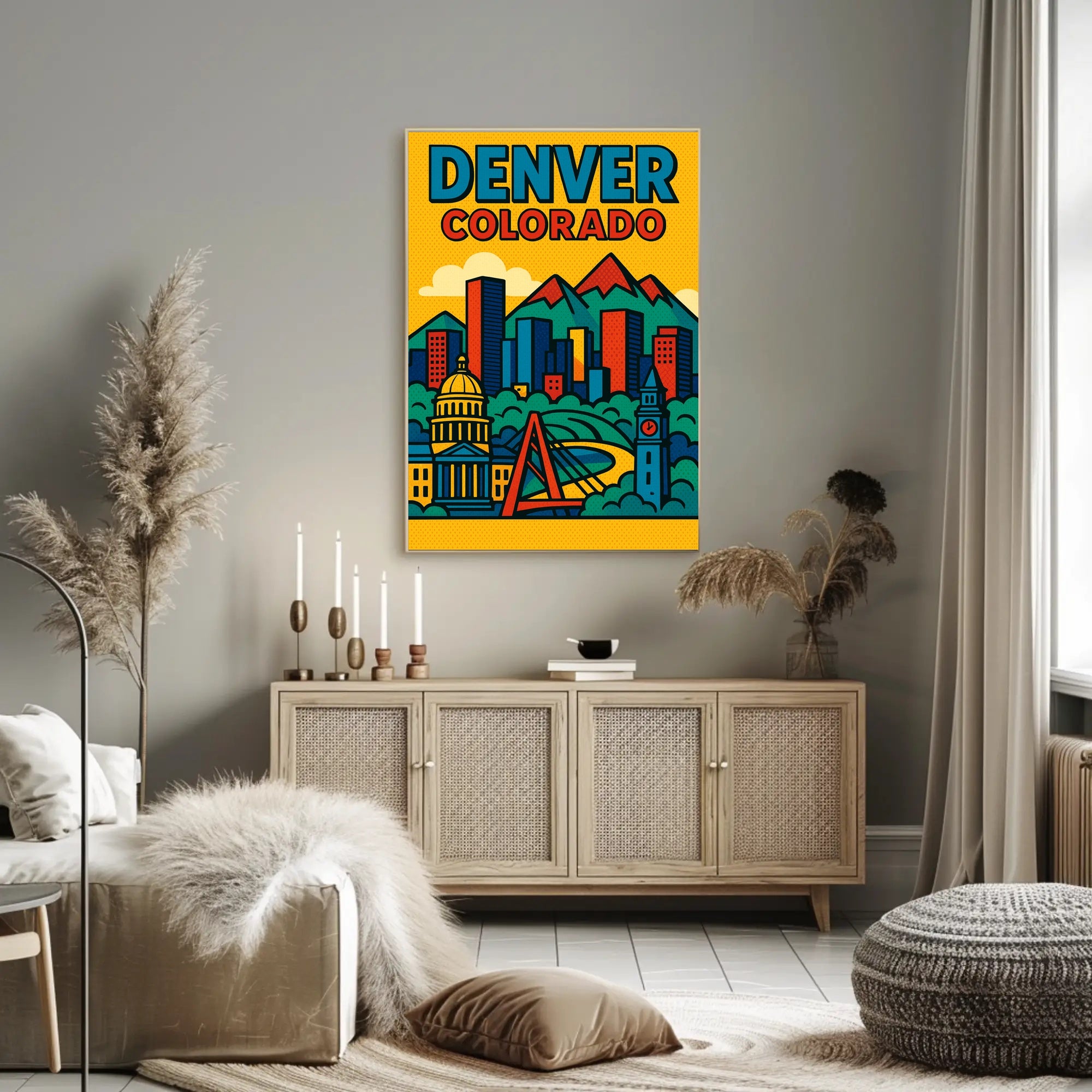 Denver Cityscape Illustrated in Retro Style Urban or Cityscape Poster PosterGoat