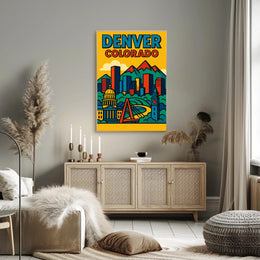 Denver Cityscape Illustrated in Retro Style Urban or Cityscape Poster PosterGoat