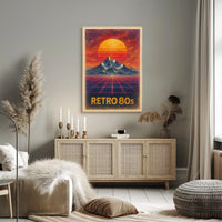 RETRO Sunsets and Mountains Synthwave Abstract or Artistic Poster