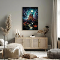 Enchanted Castle Under The Moonlit Sky Poster