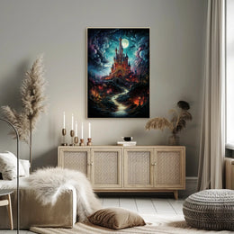 Enchanted Castle Under The Moonlit Sky Poster