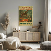 Reindeer Basketball Game at the North Pole Poster