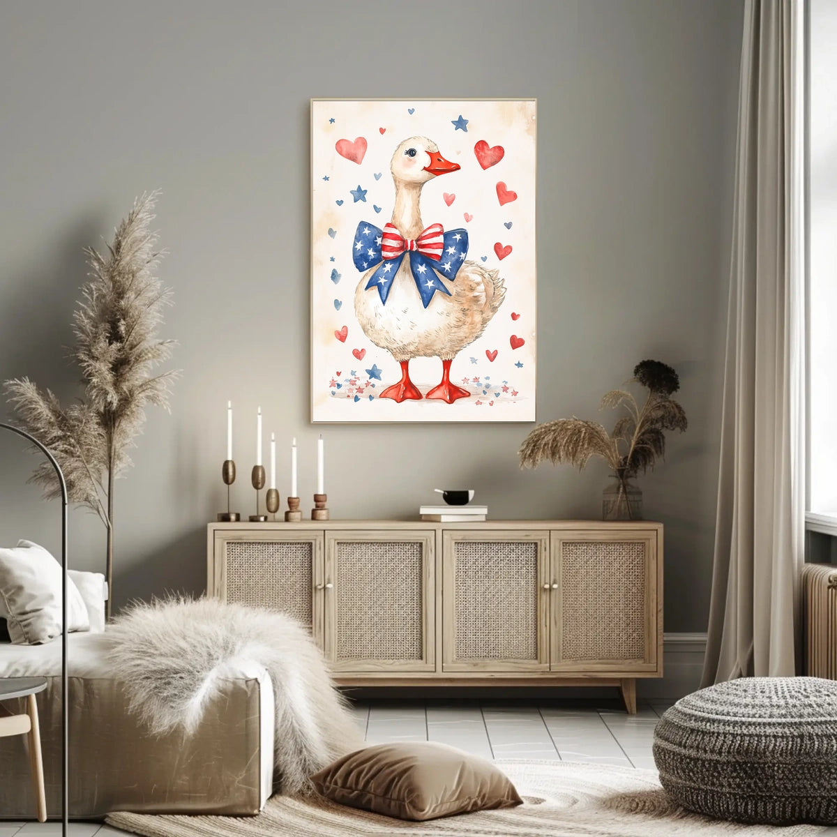 Patriotic Goose With Starry Bow Tie Artwork Poster