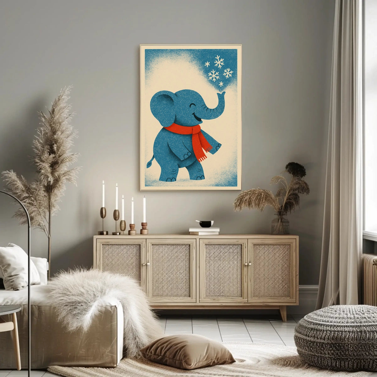 Winter Elephant Delight Poster
