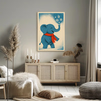 Winter Elephant Delight Poster