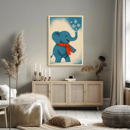 Winter Elephant Delight Poster