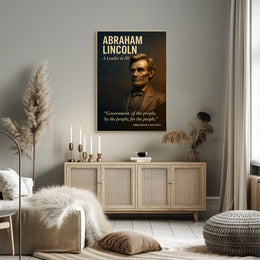 Abraham Lincoln 3D Portrait with Patriotic Quote Historical Poster PosterGoat