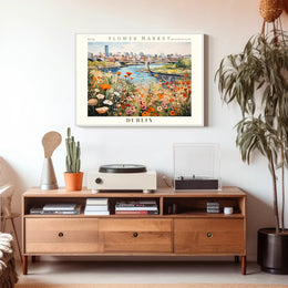 Vibrant Dublin Flower Market Impressionistic Urban or Cityscape Poster