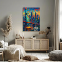 Iconic New York City Landmarks Poster Abstract Wall Art