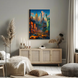 New York City Twilight Scene Poster For Bold Urban Decor
