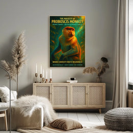 Proboscis Monkey Wonder: Educational Animal Art Poster