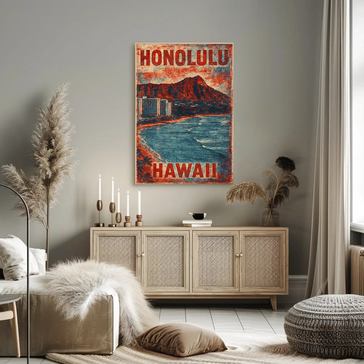Honolulu Vintage Travel Nostalgia Seekers Art Deco Poster