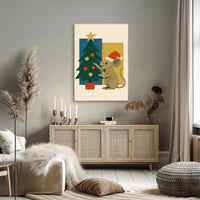 Festive Mouse and Christmas Tree Poster