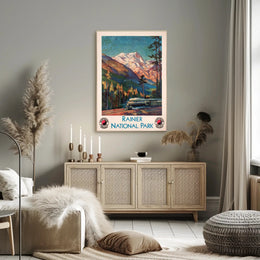 Rainier National Park Scenic Travel Poster