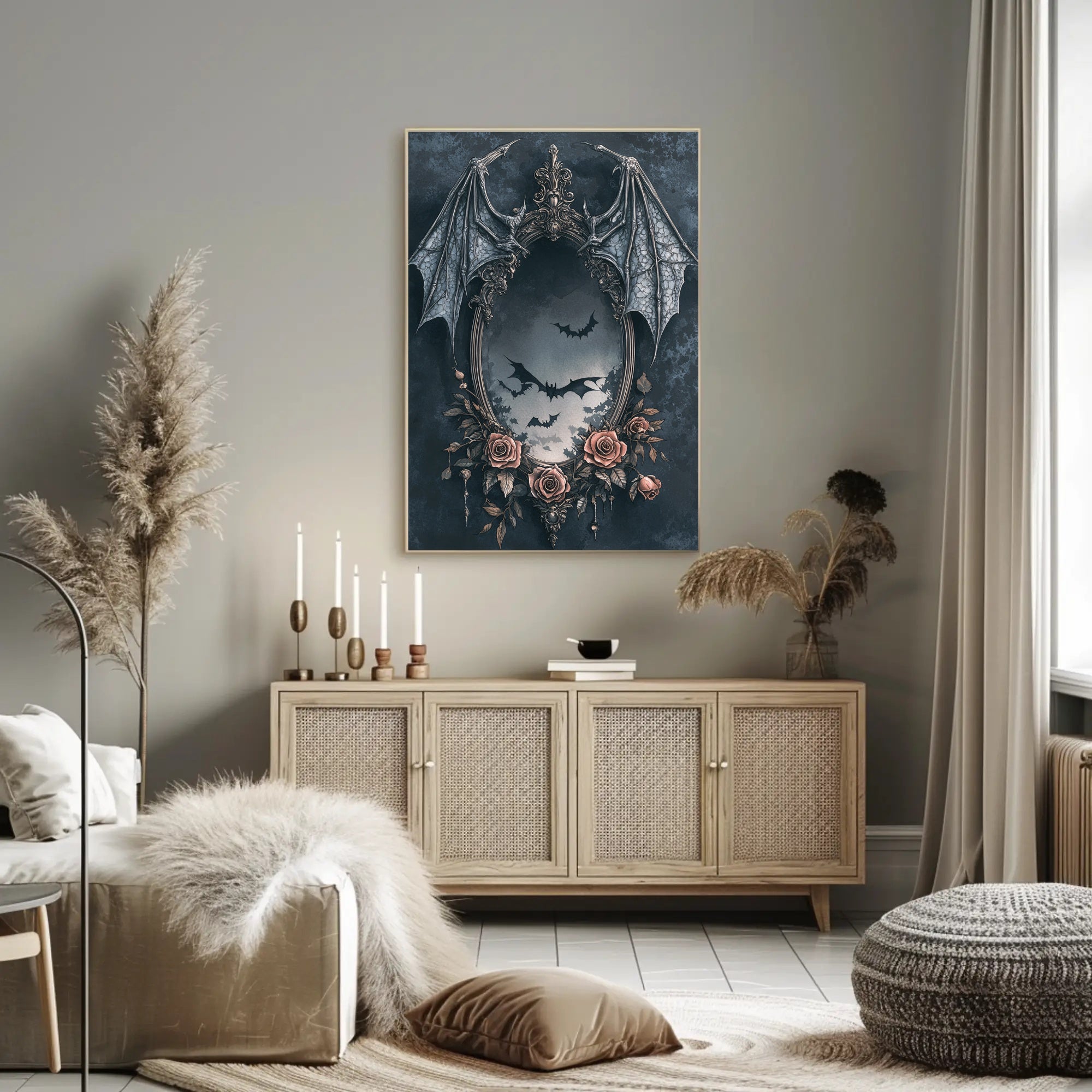 Gothic Elegance Mirror Of Bats Poster
