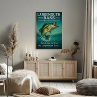 Largemouth Bass Vintage Fishing Adventure Poster