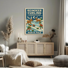 Reindeer Curling Competition Poster
