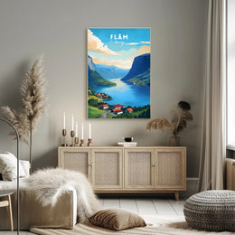 Flåm Norway Scenic View Travel Poster