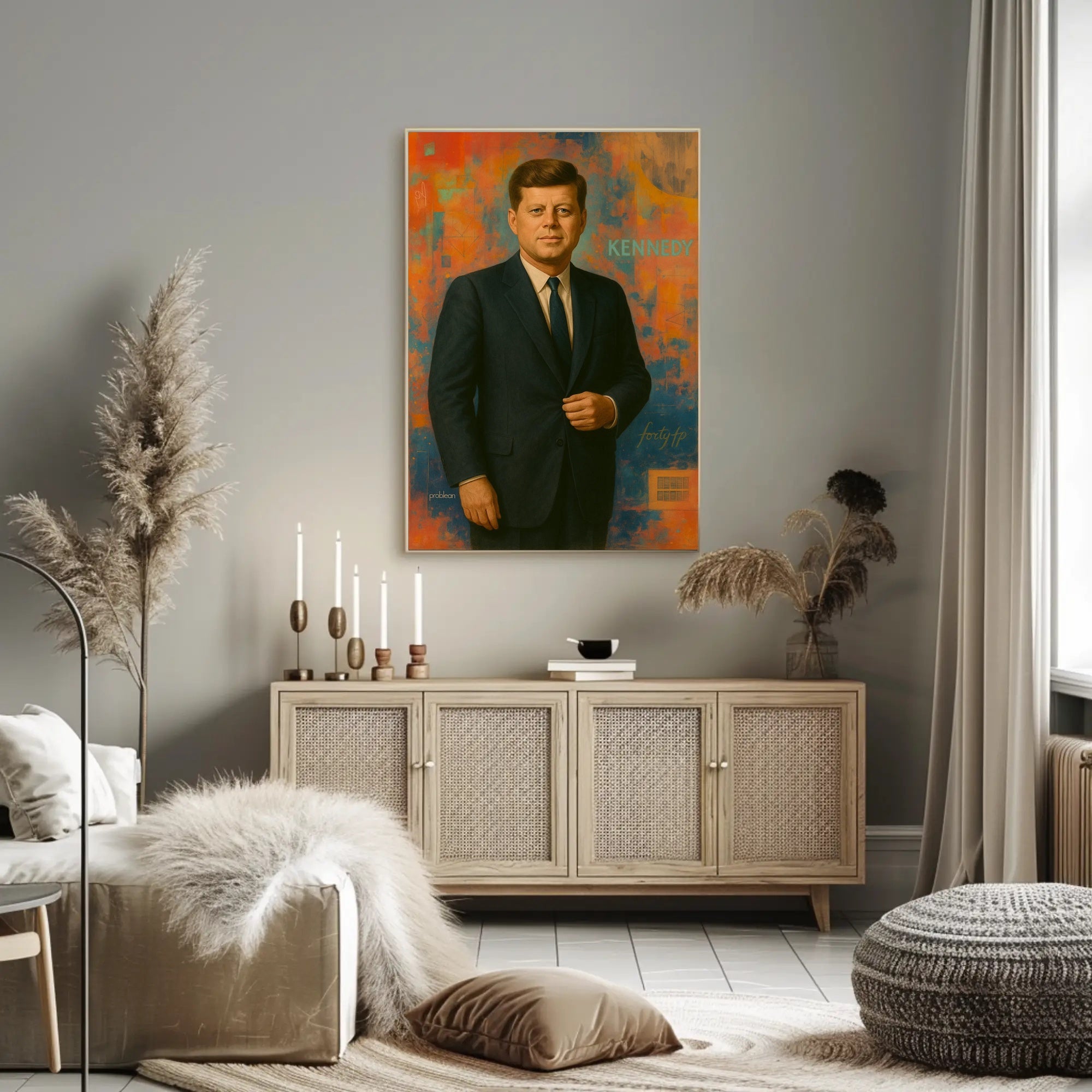 KENNEDY abstract artistic portrait poster in modern vibrant style