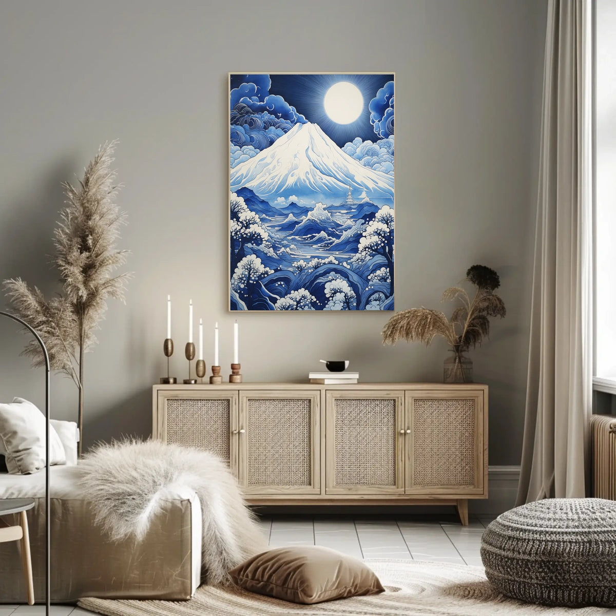 Mount Fuji Moonlit Tranquility Cultural Heritage Poster