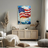 Large American Flag Waving Abstract Artwork Poster