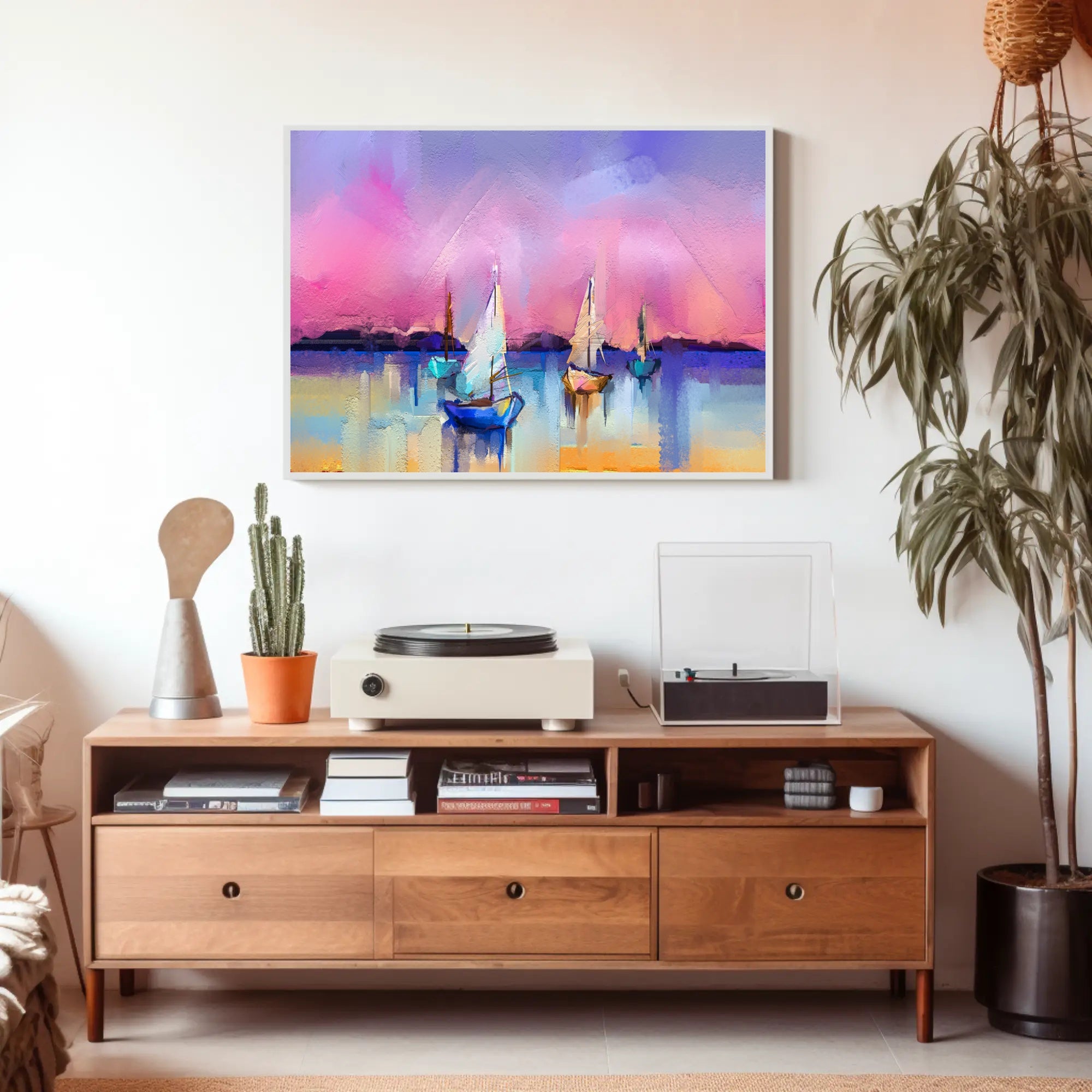 Serene Sunset Sails Poster