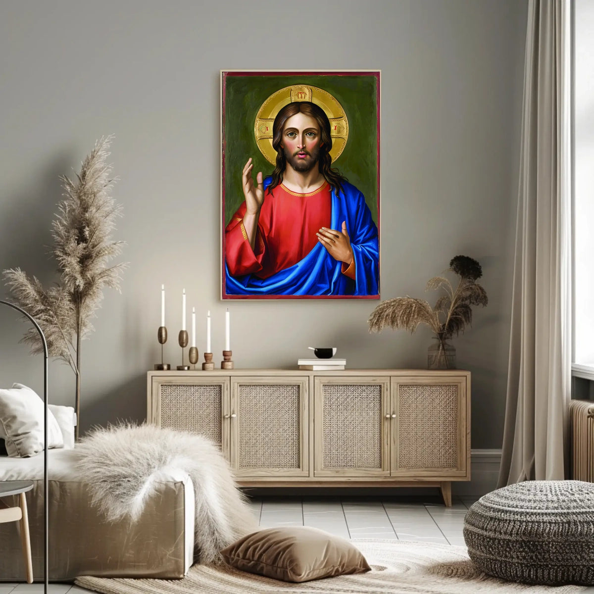 Iconic Portrait of Jesus Christ Poster