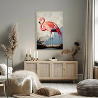 Flamingo Illustration Poster Vintage Tropical Wall Art