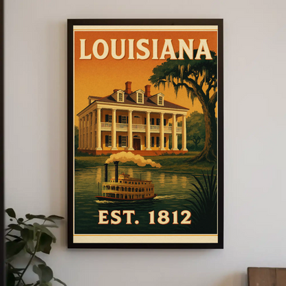 Louisiana Plantation Steamboat Bayou Southern Poster