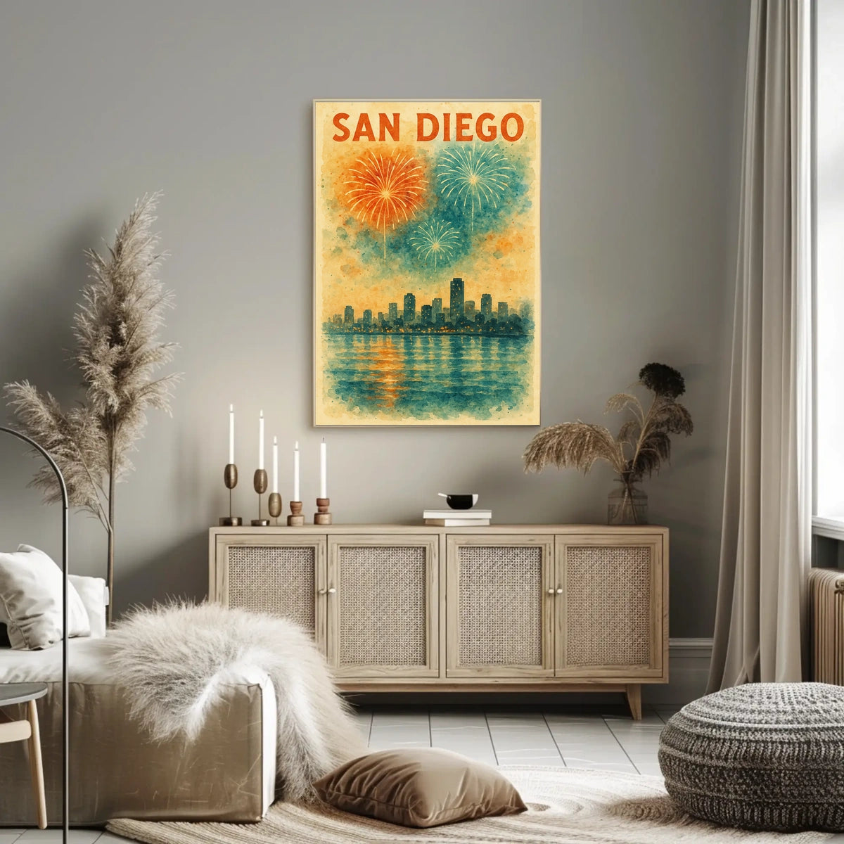 San Diego Skyline Celebration Poster