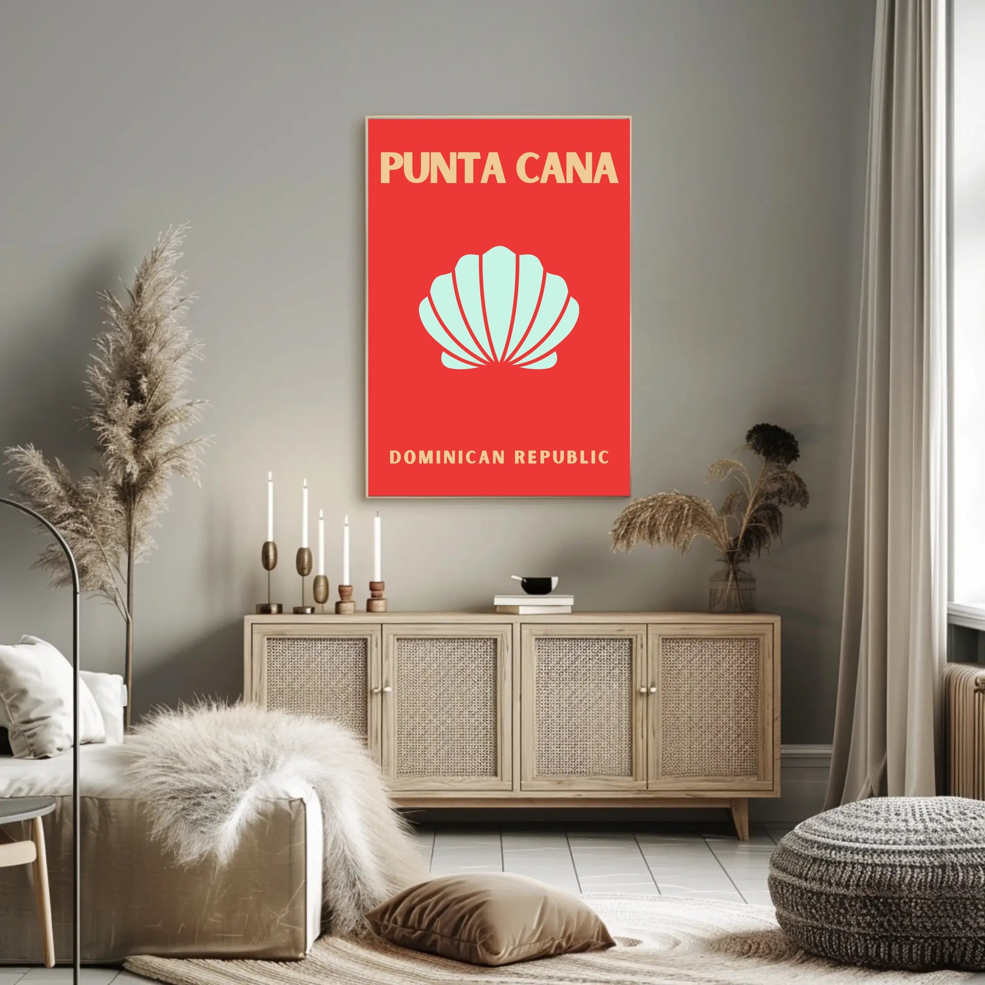 Punta Cana Travel Poster with Vibrant Shell Design PosterGoat