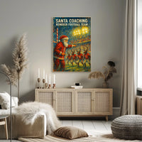 Santa's Reindeer Football Team Christmas Poster